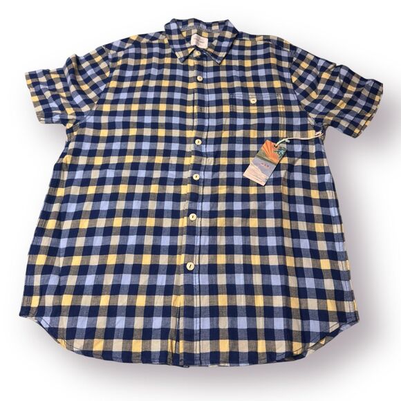 True Grit Men’s Plaid Shirt Button Down‎ Blue/Yellow Mens Size Large - Picture 1 of 6